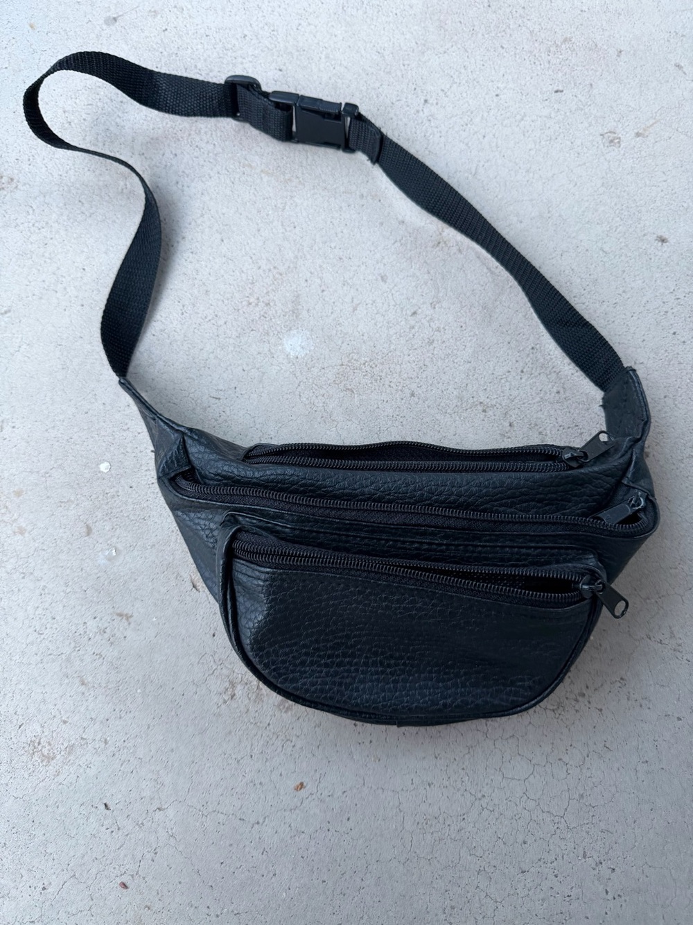 Vintage Black Leather Waist Bag - Versatile Crossbody Fanny Pack